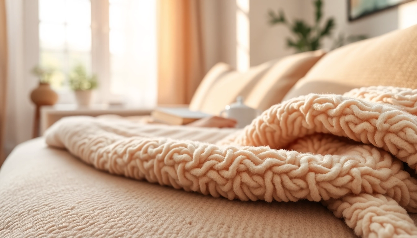 Fleece dekentje op een comfortabele bank straalt warmte en gezelligheid uit.