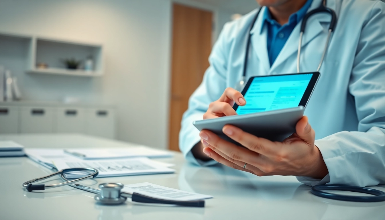 Evaluate eprescribing software reviews with a doctor in a modern healthcare setting.